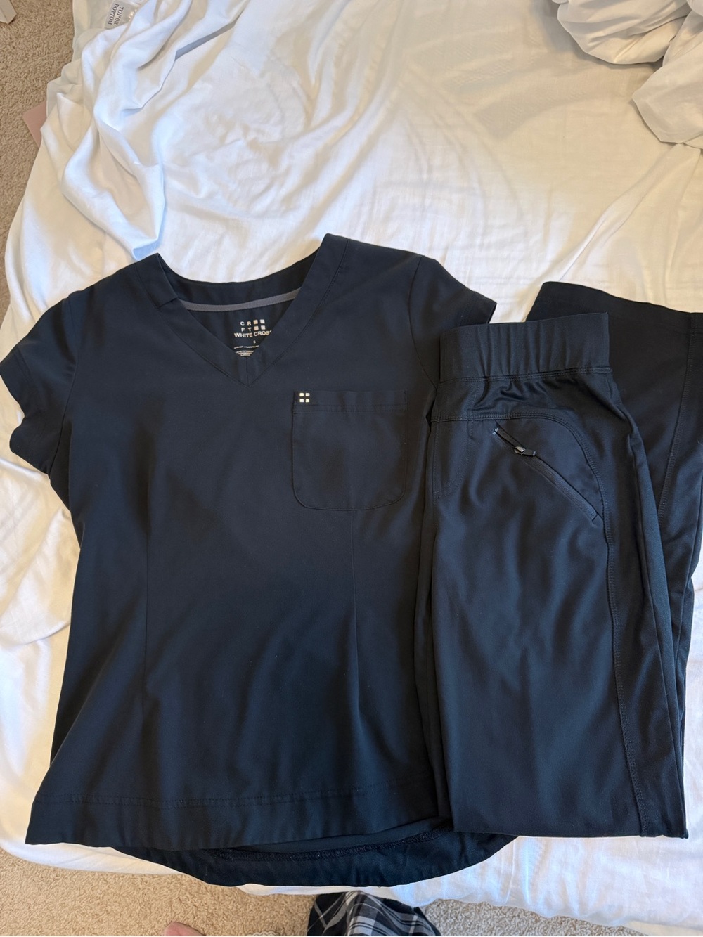 White Cross Black Scrub Set